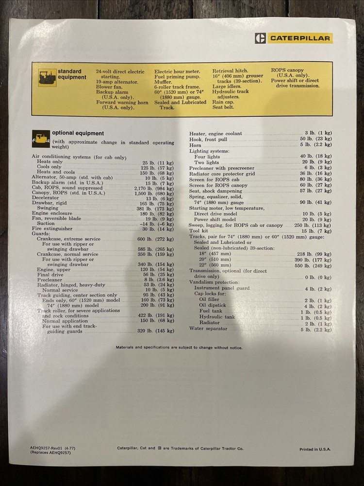 Caterpillar D5B Brochure ‘77
