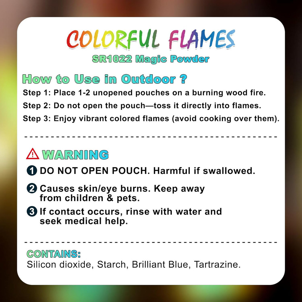 Fire Color Changing Packets - 12 Pack Long Burn Safe Magic Campfire