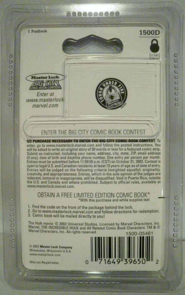 2002 Master Lock 1500D Combination Padlock 1-7/8”