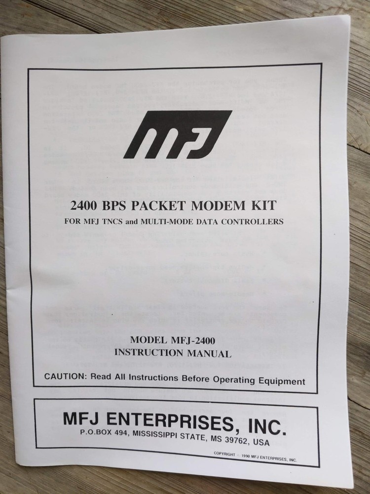 MFJ-2400 2400 BPS Packet Modem Kit Instruction Manual/Schematic