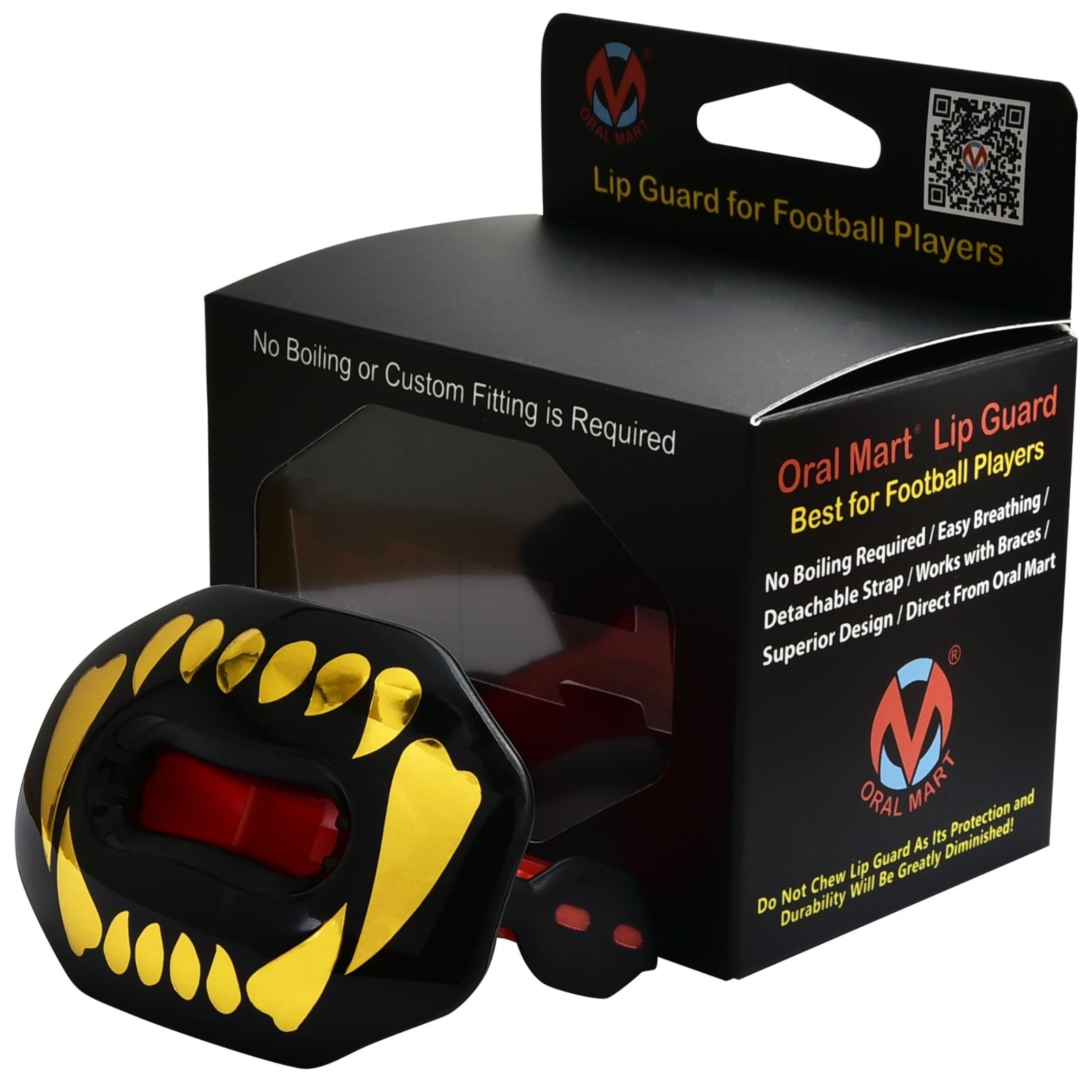 Oral Mart Flag Football Mouth Guard (2025 Golden Fangs) - No Boil