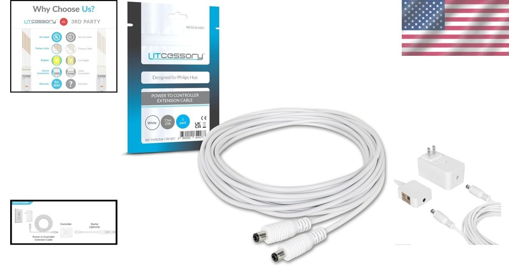 Power Cable for Hue Lightstrip Plus/Gradient 25ft
