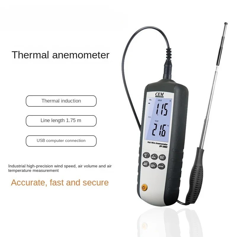 DT-3880 Handheld Thermal Anemometer High-Precision Sensor Wind Speed Meter