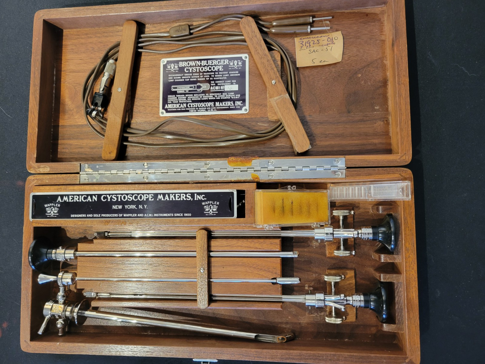 3 Sets of Vintage American Cystoscope Makers INC Brown-Buerger Cystoscope