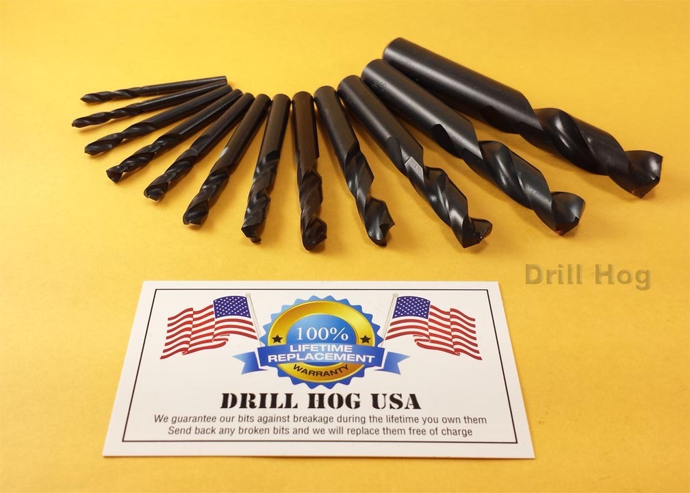 12Pc Stubby Drill Bits Machine Screw Stub Length Bit Lifetime Warranty Drill Hog