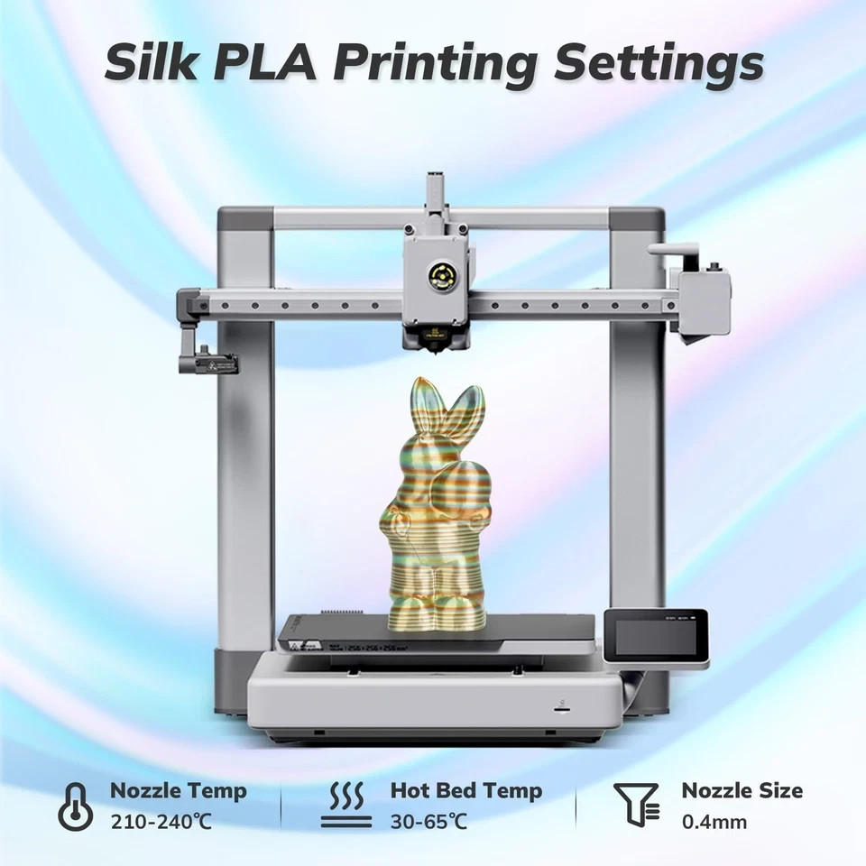 Silk 3D Printer Filament PLA Bundle, Shiny Multicolor Rainbow Filament Pack,