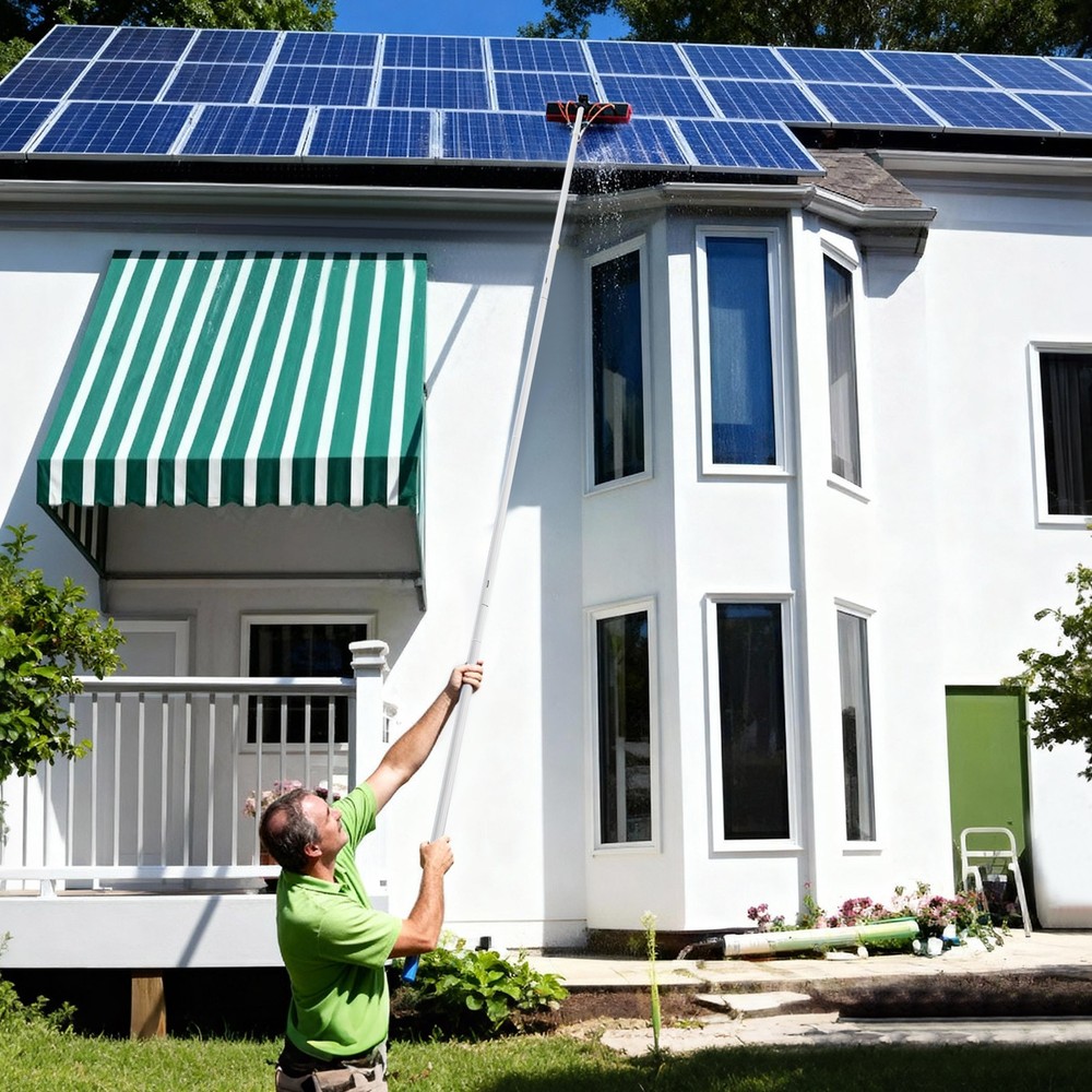 Solar Panel Cleaning Brush & Pole Kit Window Cleaner 10m Cleaning System