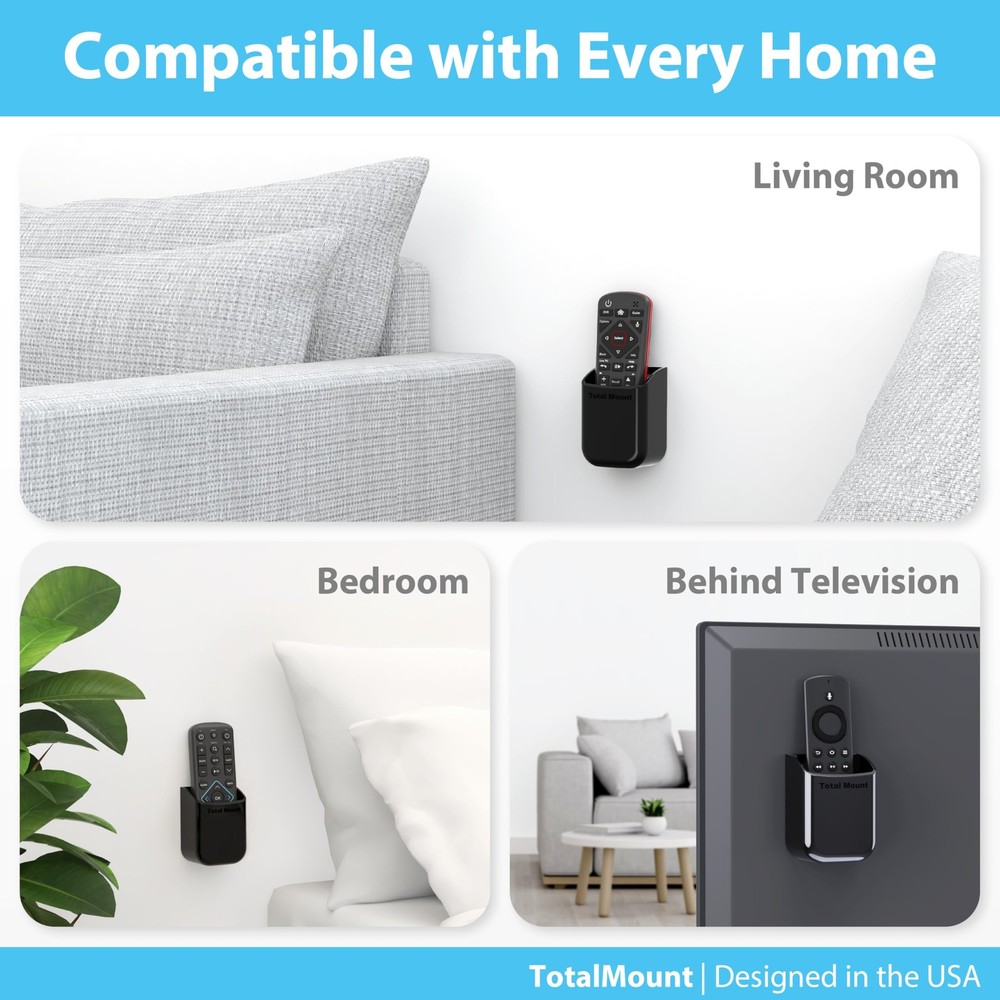 TotalMount Universal Remote Control Holder - Medium (Black) Medium, Black