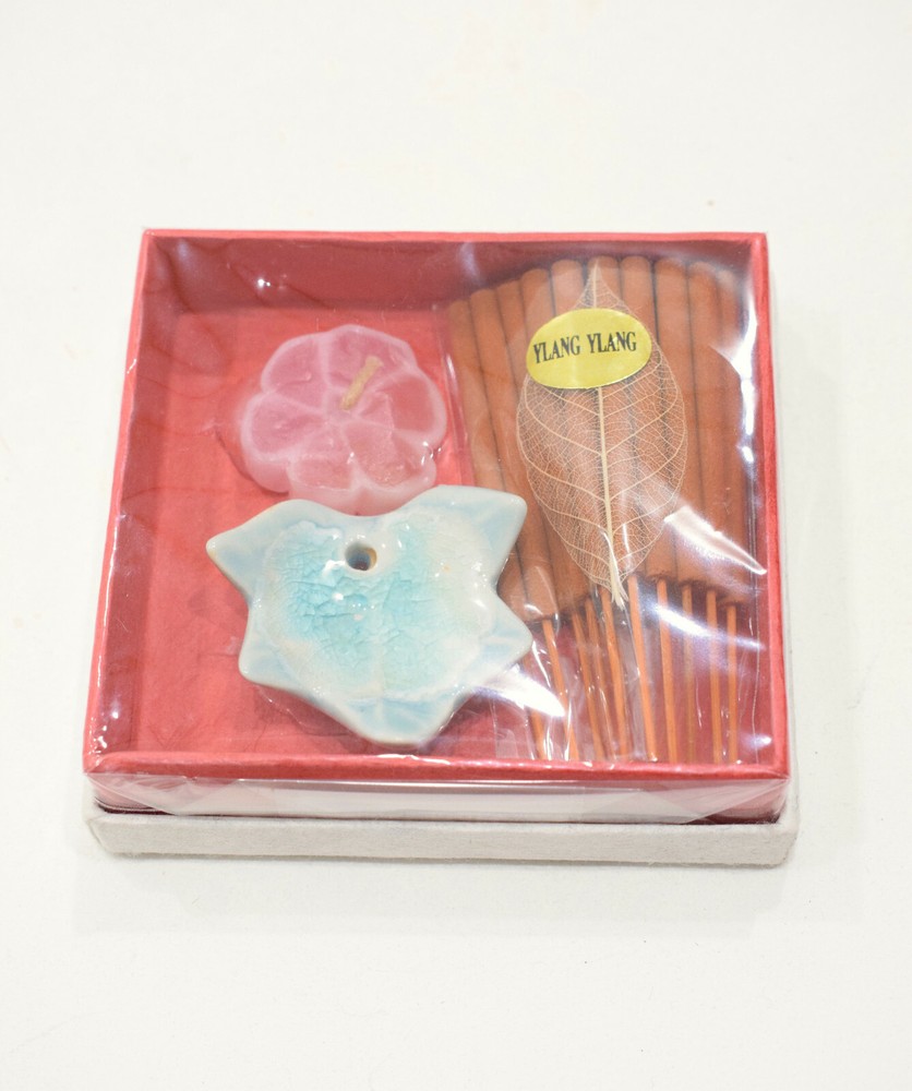 Incense Holder Blue Ceramic Leaf Incense Sets
