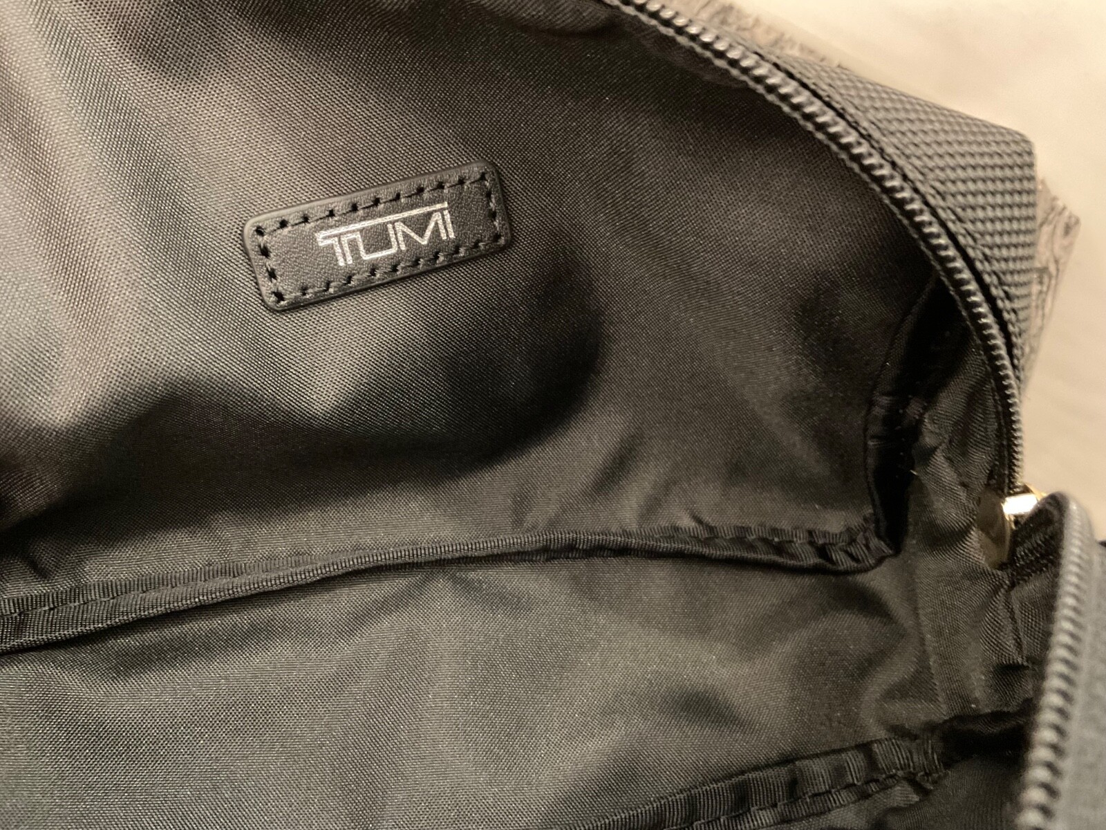 NEW - TUMI Zippered Small Kit - 4”x7” Pouch - Cosmetic Bag - BLACK with GOLD