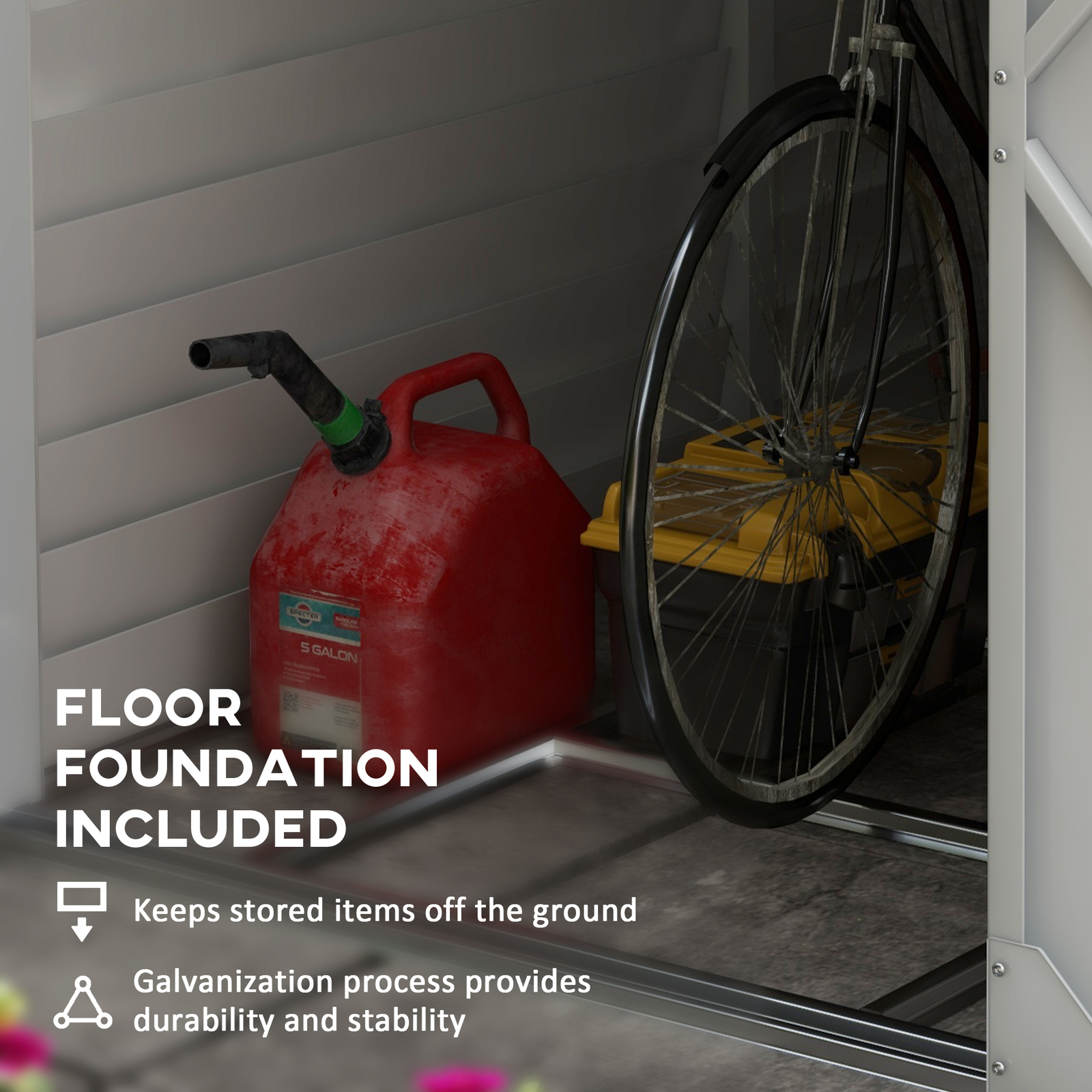 Outdoor Storage Shed Lean to Shed with Foundation Lockable Doors for Patio Lawn