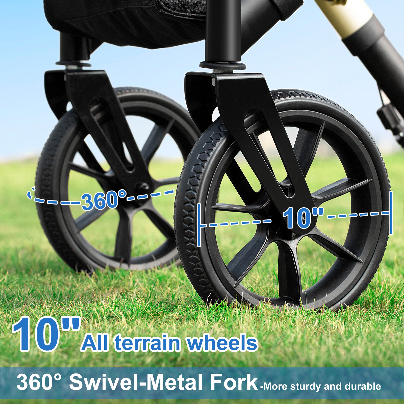 Walk Mate Rollator Walker Heavy Duty Folding 300lb Rolling Wide Seat w/ 4 Wheels