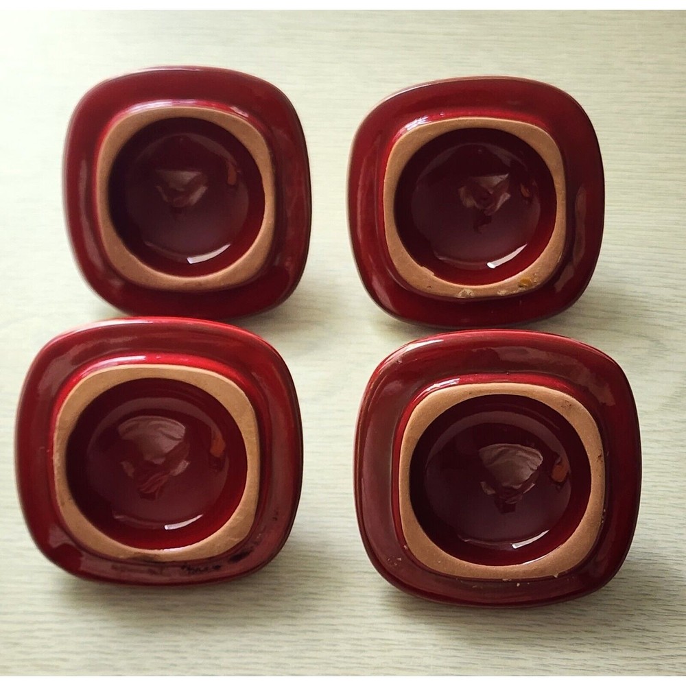 Condiment Server-Pottery Barn-4 Sections-Forks-Burgundy/Red-Square Server