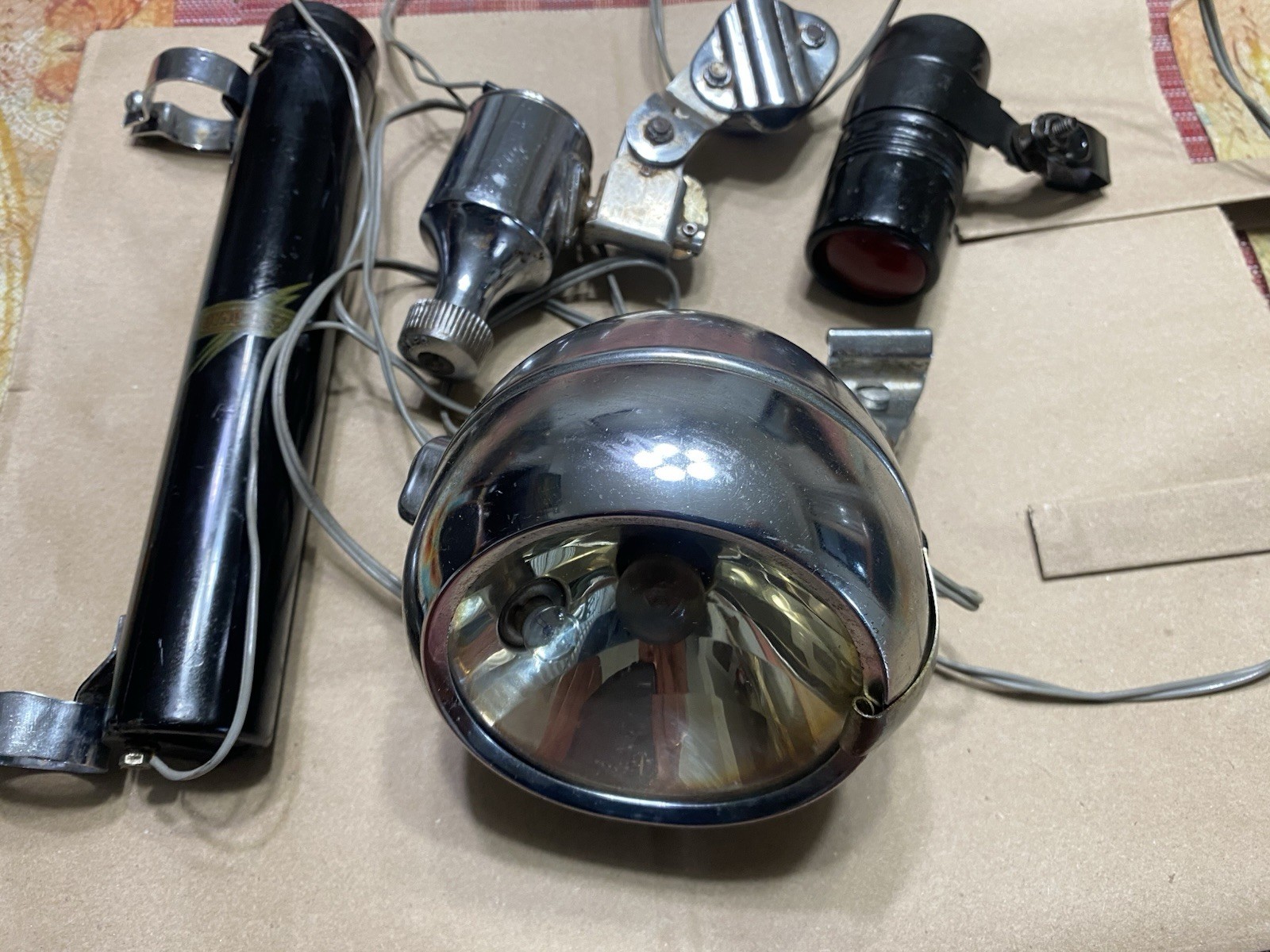 Rare 1940s King Lucas Bicycle Headlight Dynamo / Battery Tube Rear Set England