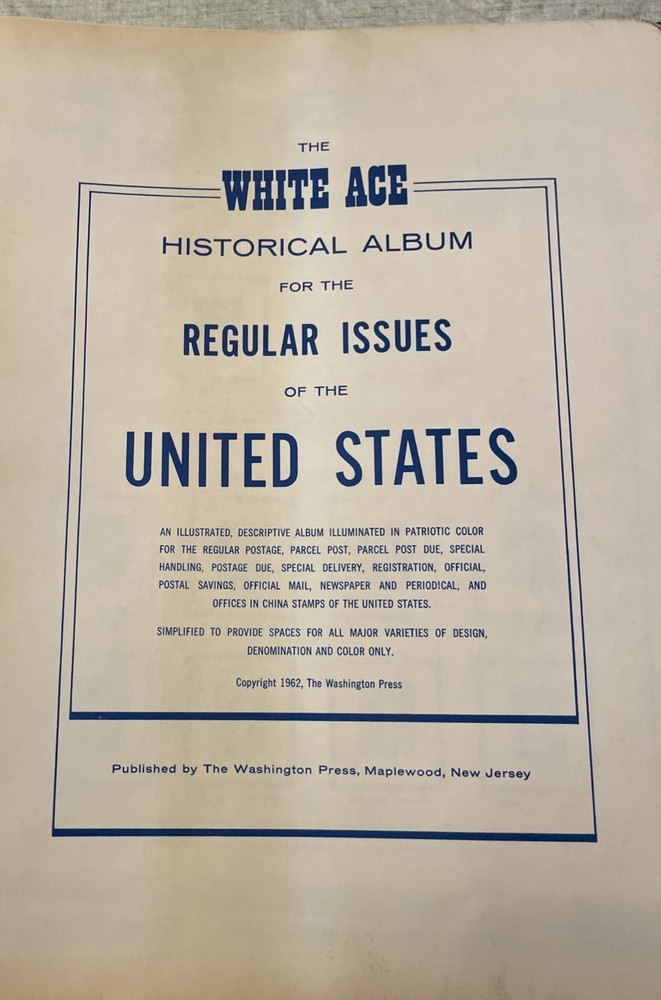 1968 White Ace US Historical Album of Reg.Issue Stamps. 135 Mint & Used  + BONUS