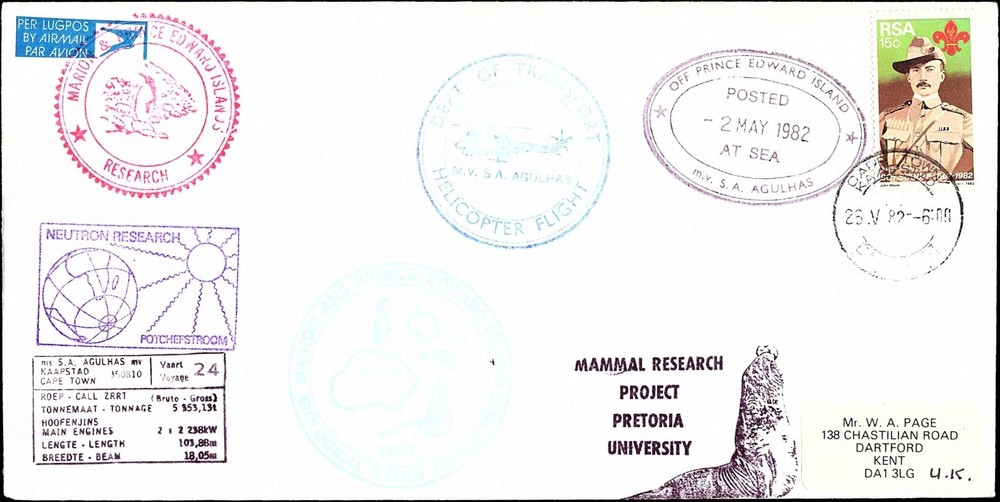 1982 Prince Edward Island Agulhas Cover