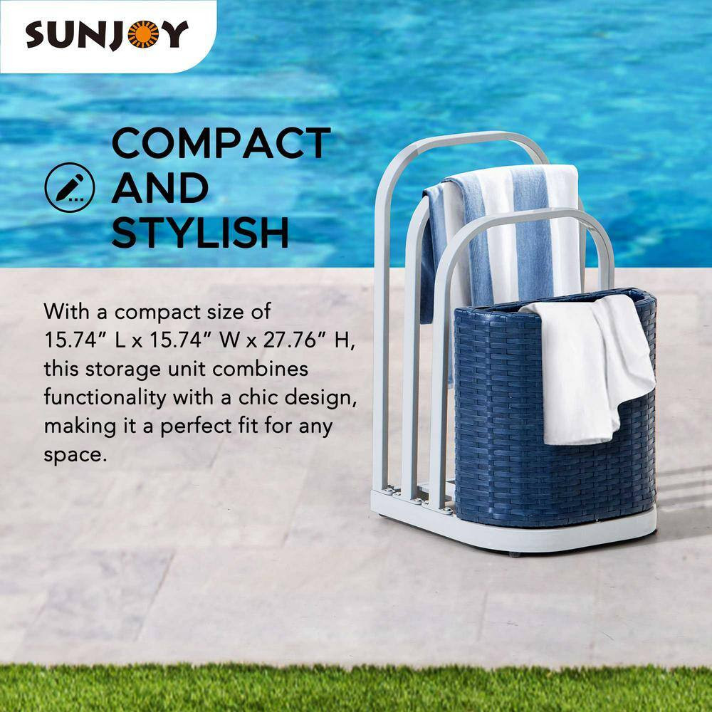 16 In. Rust-Proof Aluminum Pool Float Storage Rack, Wicker Poolside Floating Sto