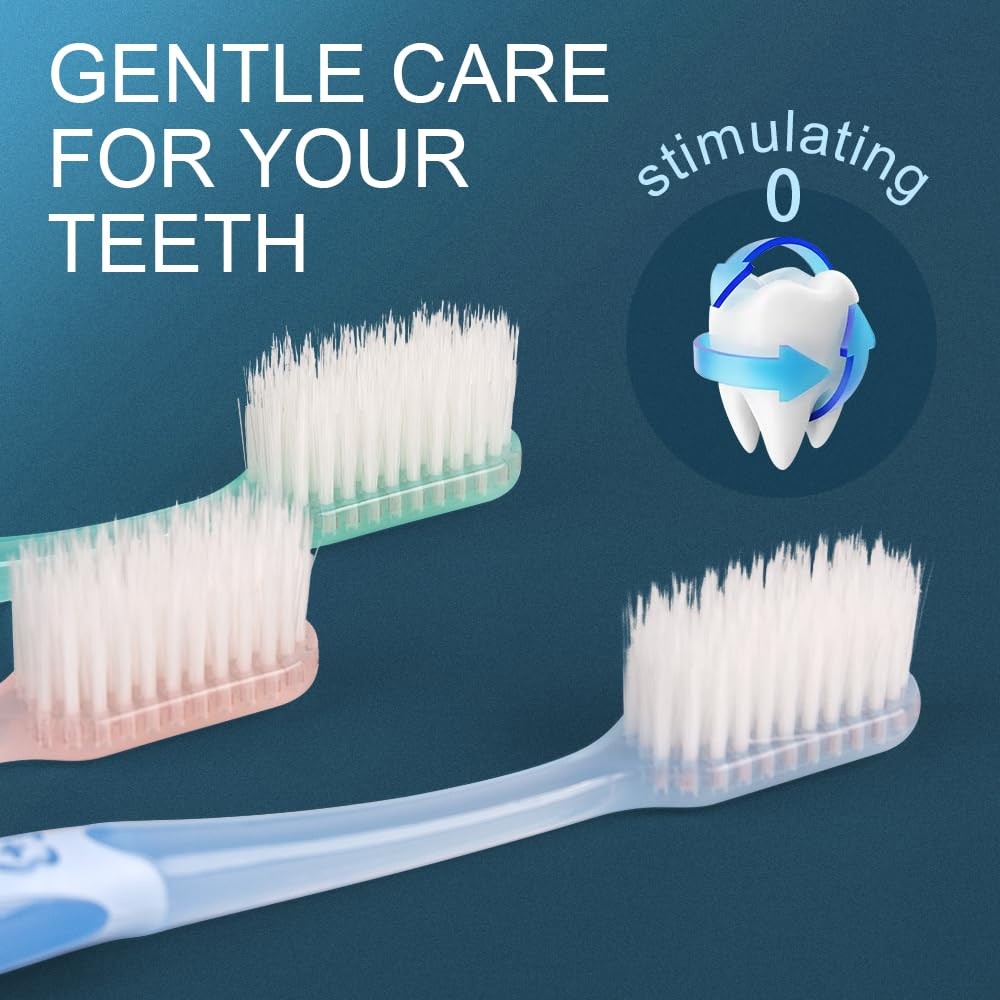 Extra Soft Toothbrush 6-Pack, Regular Head (3 Colors - 2 Each) Dentist-Developed