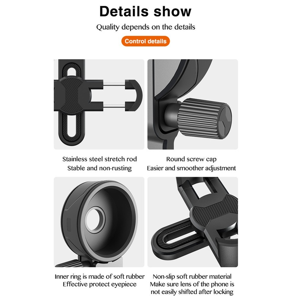 Universal Cell Phone Camera Clip Mount Spotting Scope Adapter Precise Focusing