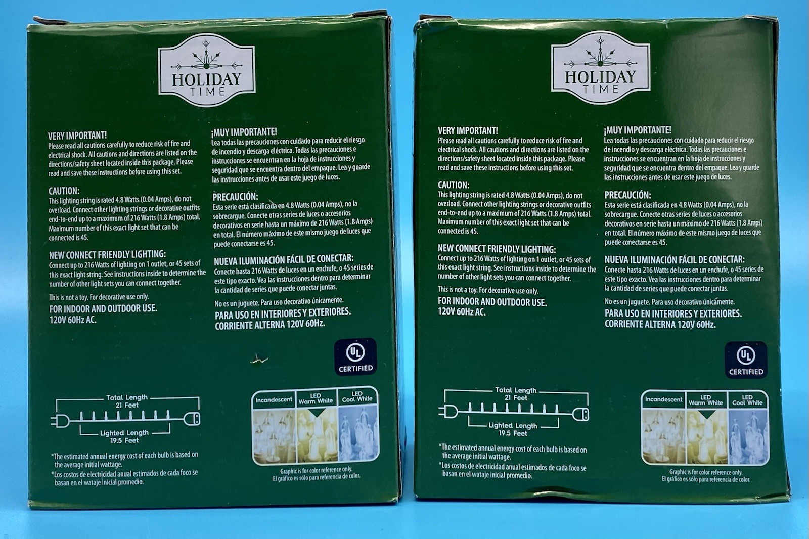 2 Packs NEW Holiday Time Clear LED 100 Mini Lights Green Wire 200 Total Lights