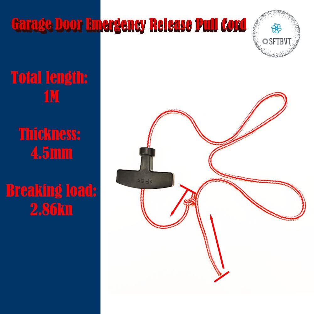 Garage Door Emergency Release Pull Cord with Handle Garage Opener Rope Puller