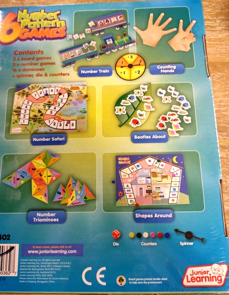 Junior Learning 6 Number Pattern Games.