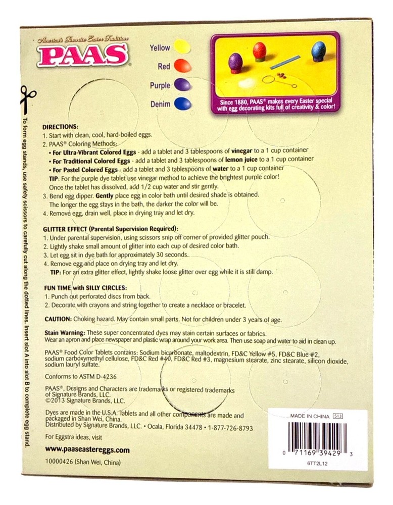 PAAS Sparkle Fun Easter Egg Decorating Kit Silly Circles + Stands + Dye Tablets+