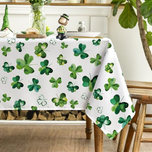 St. Patrick's Day Rectangular Tablecloth 60×104 Inch, Shamrock Irish Clover