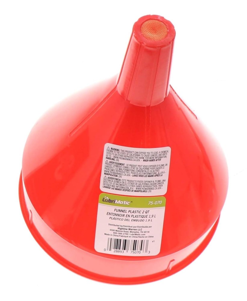 All-Purpose 2 Quart Plastic Funnel with Straining Screen for Precision Pouring