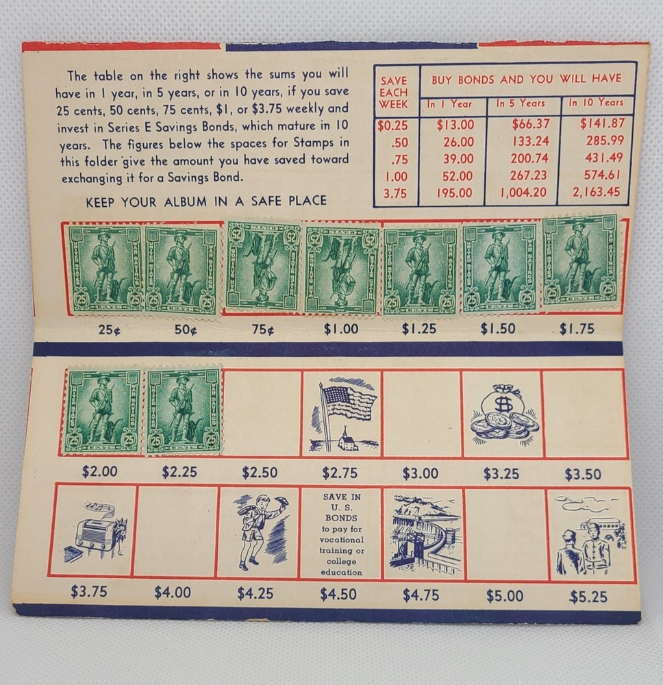 Stamp Album 1949 for U.S. Savings Bonds U.S. School Savings Program 25¢ Album