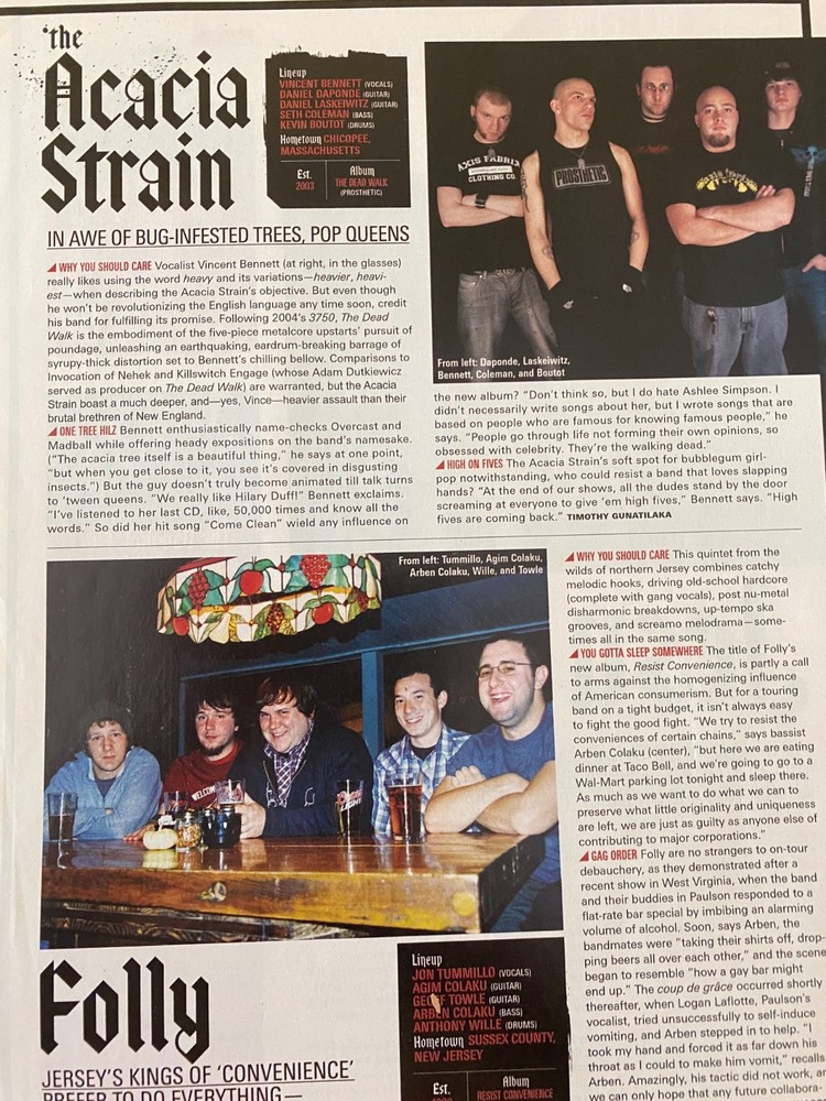 The Acacia Strain, Full Page Vintage Clipping
