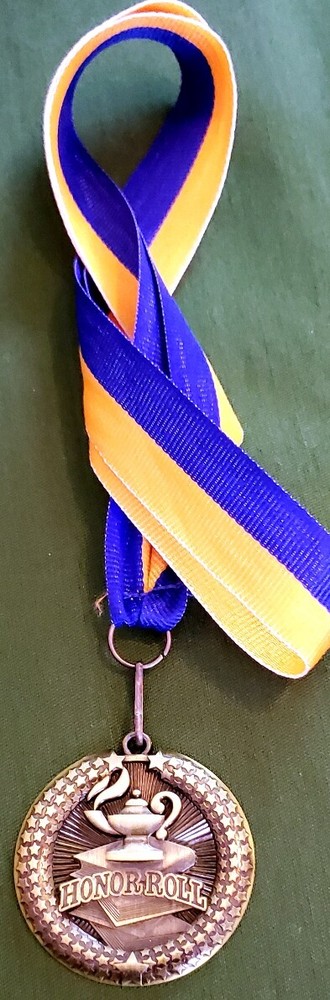 Awesome 3" Bronze Look School Medal "Honor Roll"