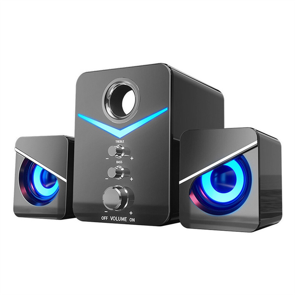 USB Computer Speakers System Stereo Bass Subwoofer LED for Desktop Laptop PC