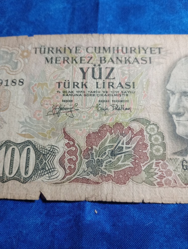 Turkish 100 LIRASI Banknote 1970