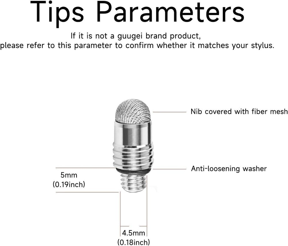 High Precision Stylus Fiber Tips - 10 Pack Non-Scratch & Compatible with Tablets