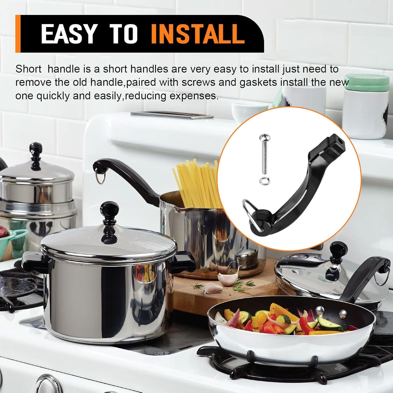 P08-031 SAUCEPAN HANDLE REPLACEMENT (SHORT) FOR FARBERWARE PAN, FOR FARBERW W