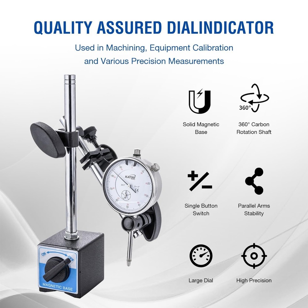 Versatile 0-1.0” Dial Indicator with Strong Magnetic Base for Engineering Use