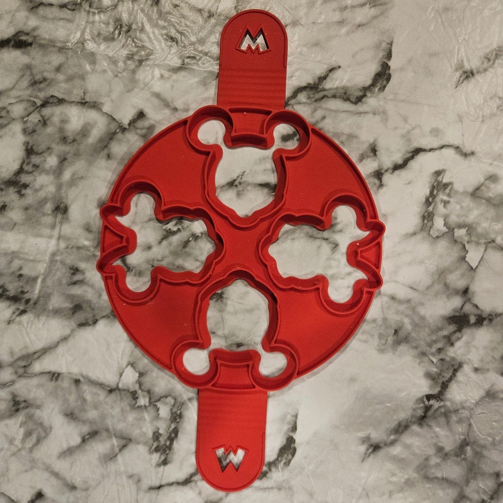 Red Mickey Mouse Pancake Mold – 4 Cavity Silicone Egg & Pancake Ring Disney