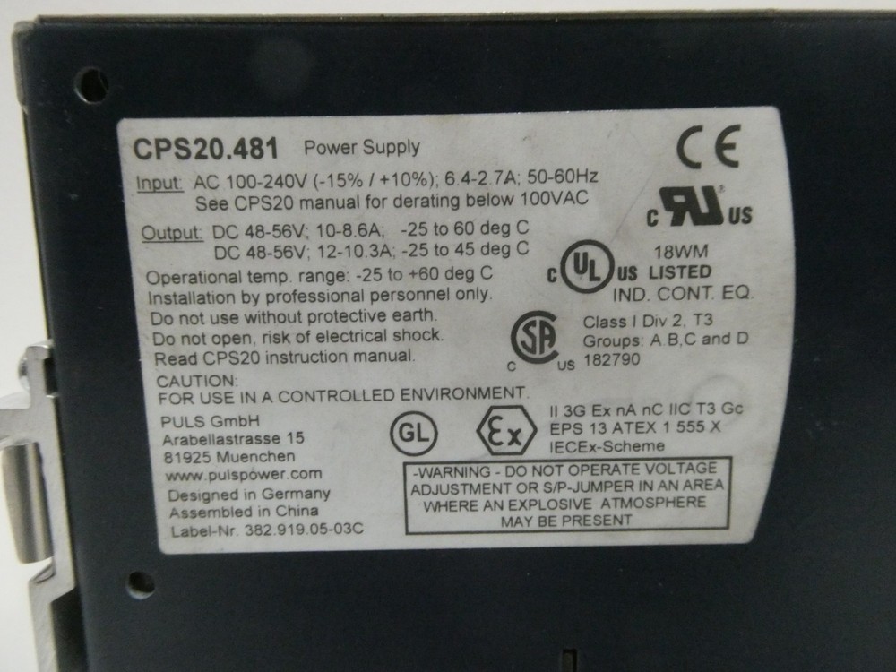 Puls CPS20.481 Power Supply Module 100-240vac