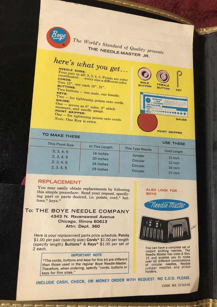 Vintage BOYE Needle Master Kit Case Circular Knitting Needles Complete 2-5