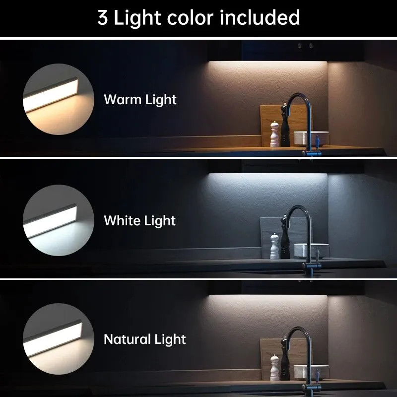 LED Motion Sensor Under Cabinet Light USB Rechargeable Kitchen Night Light