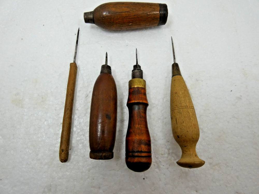 Four Vintage Scratch Awls Carving Tool One Handle