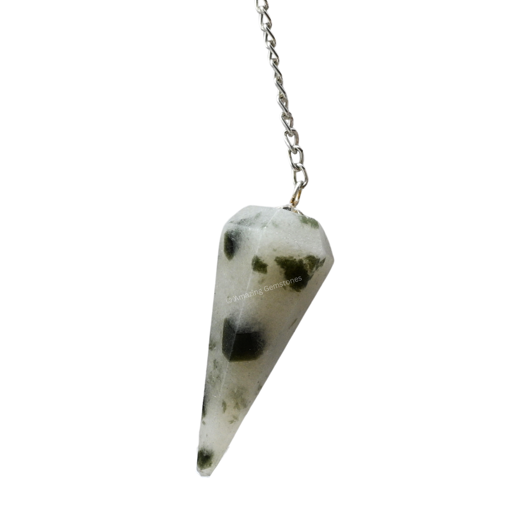 Green Tourmaline In Quartz Dowsing Crystal Pendulum