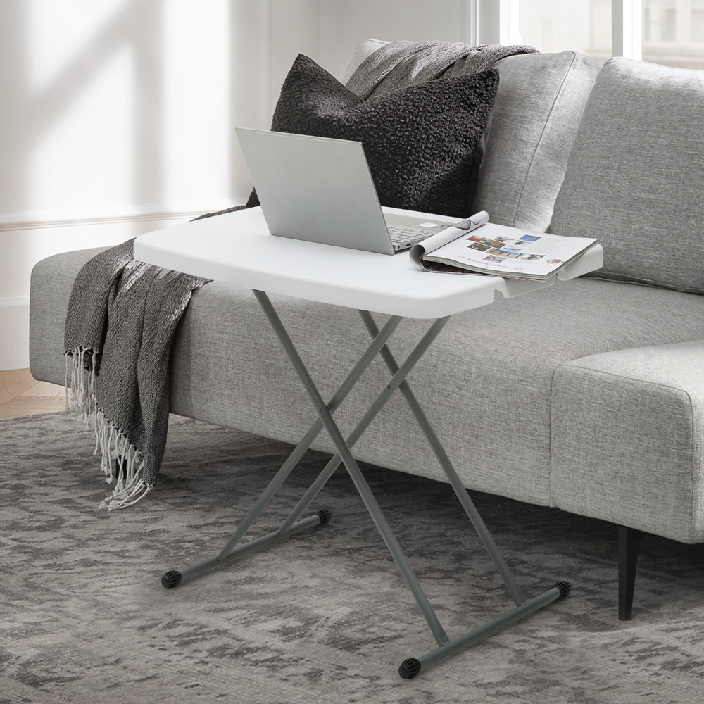 White Folding Portable TV Tray Sofa Bed Side Laptop Desk Adjustable Dinner Table