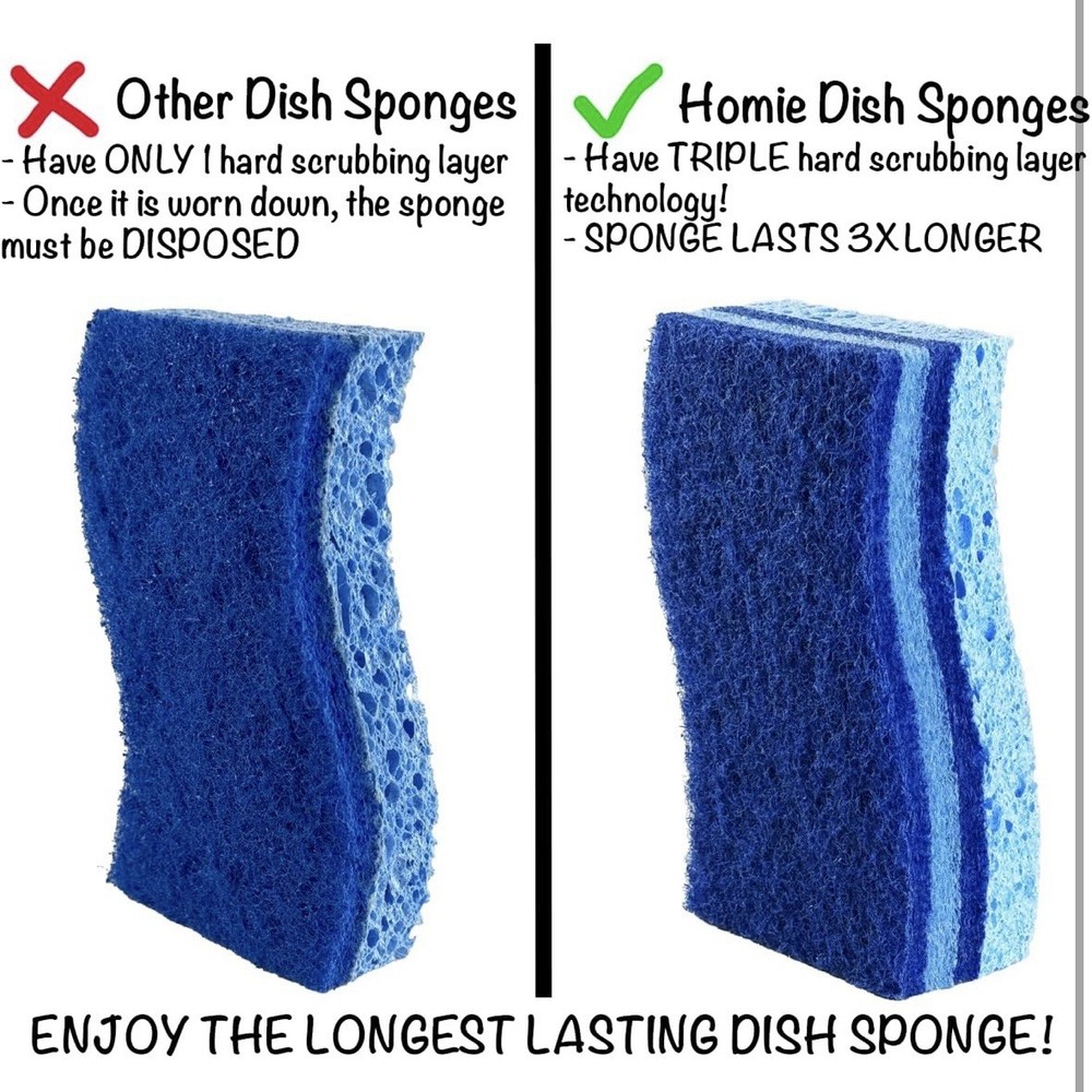6 Pack Scrub Sponge Multi-Use All-Purpose 3x’s Longer Lasting No Scratching