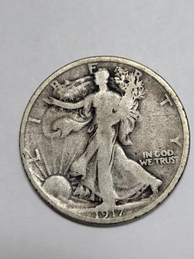 1917 S  REVERSE Walking Liberty Half Dollar