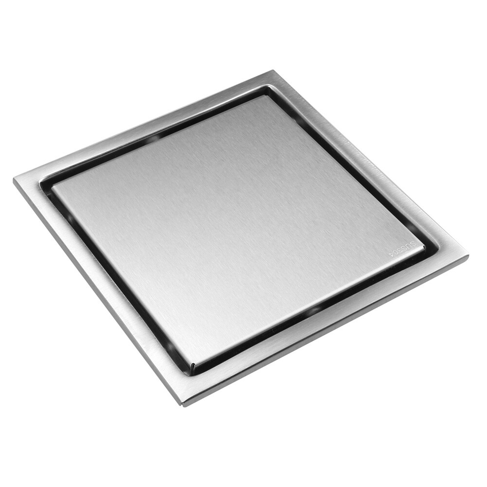 Square Shower Floor Drain 6-Inch Tiled Insert Grate Strainer