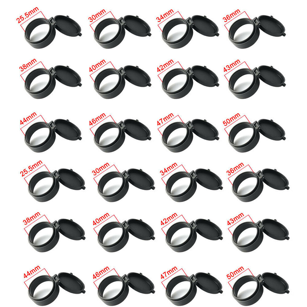 2Pcs Rifle Scope Lens Cover Flip Up Cap Objective Lense Lid Quick Spring Protect
