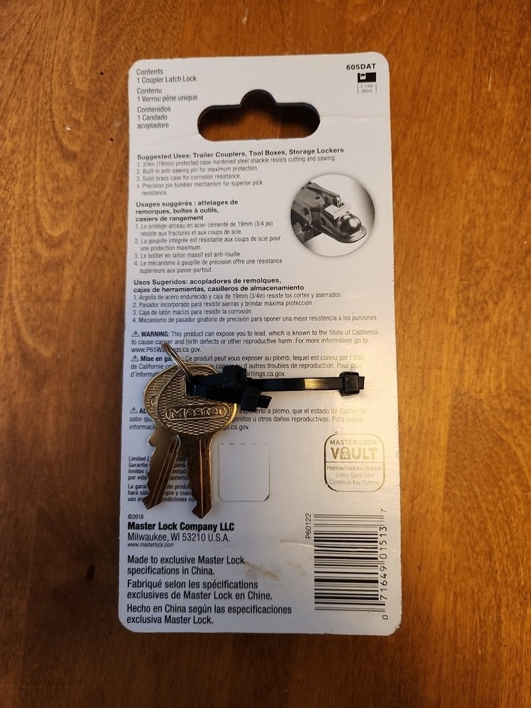 Master Lock 605DAT Trailer Coupler Padlock