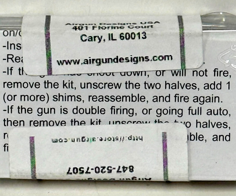 Airgun Designs Authentic Authorized Parts ULE Trigger Pull Kit New in Clamshell